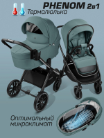 Коляска детская 2 в 1 с термолюлькой Amarobaby Phenom, лагуна