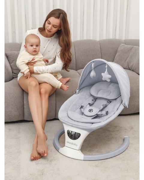 Электронные качели детские Amarobaby Teddy swing, серый