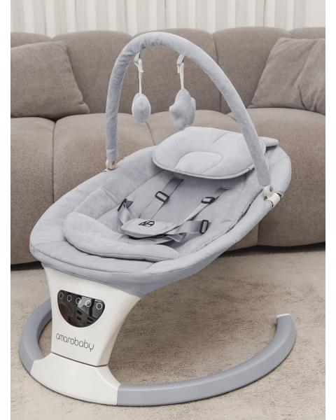 Электронные качели детские Amarobaby Teddy swing, серый