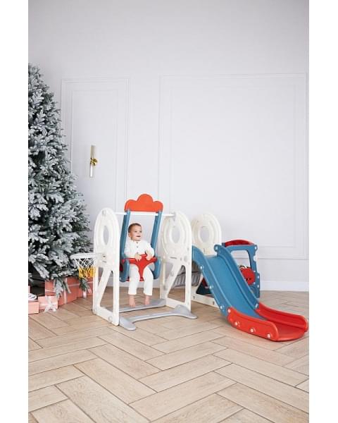 Игровой комплекс с горкой и качелями UNIX Kids Bus 171 см Red