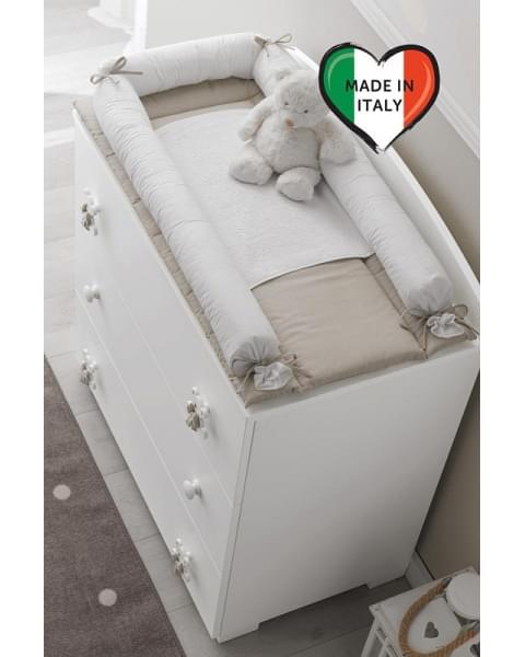 Тумба-комод с пеленальным столом Erbesi Tato белый/песочный