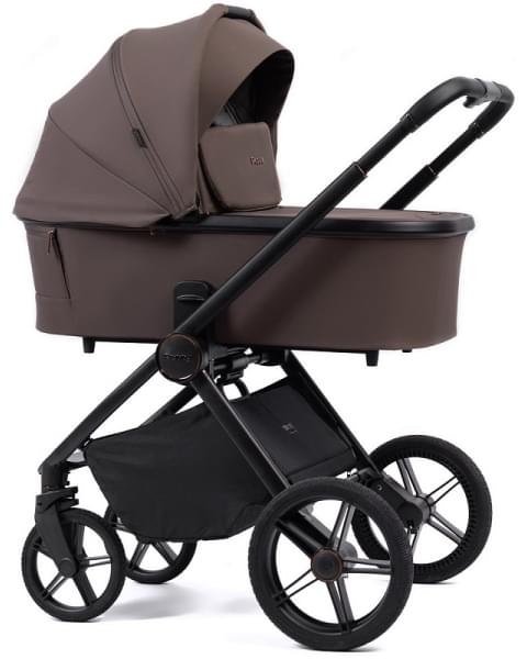 Детская коляска Peppy Monaco 3 в 1 с автокреслом First Brownie коричневый, рама черная