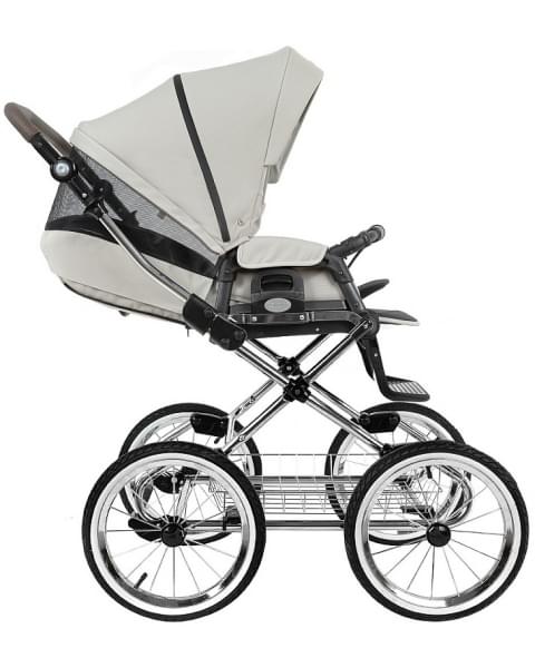 Детская коляска Roan Bass Next Classic 2.0 d14 3 в 1 с автокреслом Tutis Elo Lux EduSky Black BSNC/94/2 Marzipan/Black/руч.Cappuccino