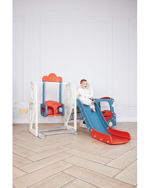 Игровой комплекс с горкой и качелями UNIX Kids Bus 171 см Red