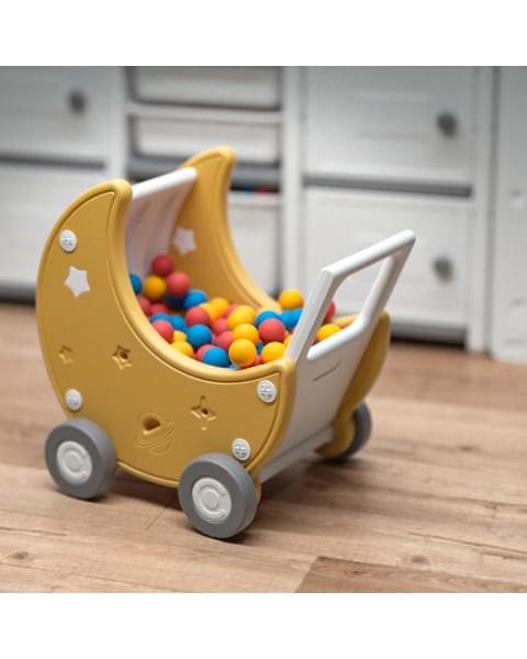 Стеллаж для игрушек UNIX Kids Moon 8 (3 полки + 5 ящиков) желтый/белый