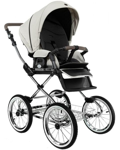 Детская коляска Roan Bass Next Classic 2.0 d14 3 в 1 с автокреслом Tutis Elo Lux EduSky Black BSNC/94/2 Marzipan/Black/руч.Cappuccino