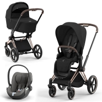 Cybex Priam IV 3 в 1 Sepia Black (Черный), Rose Gold + Cloud T i-Size
