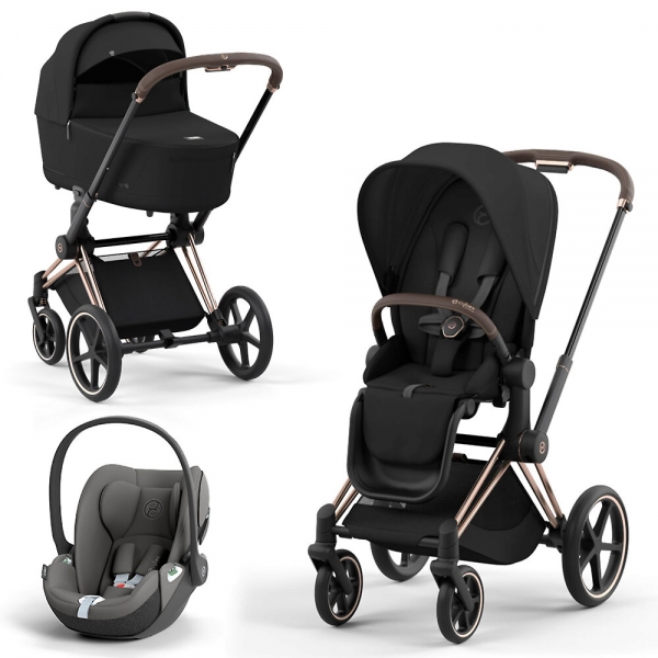 Cybex Priam IV Deep Black (Черный), Rose Gold + Cloud T i-Size