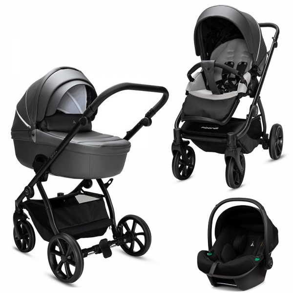 Детская коляска Noordi Fjordi V2 + Terra i-Size 3 в 1 Shadow grey кожа