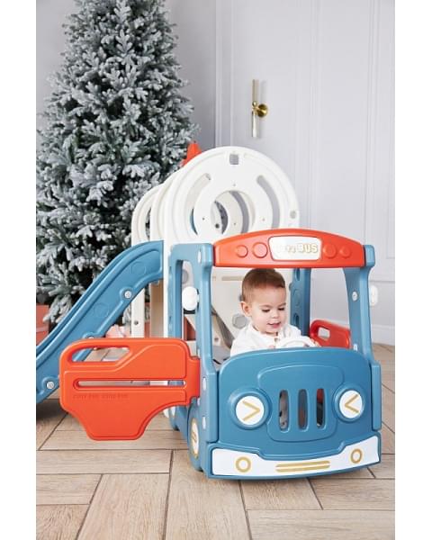 Игровой комплекс с горкой и качелями UNIX Kids Bus 171 см Red