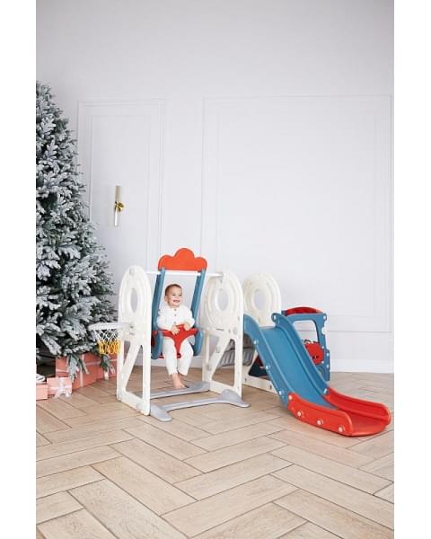 Игровой комплекс с горкой и качелями UNIX Kids Bus 171 см Red