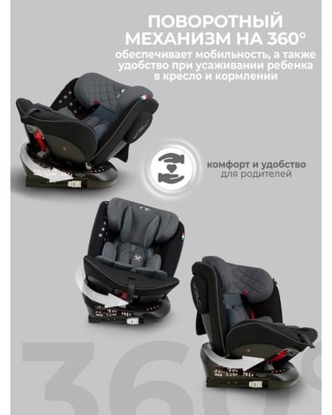 Автокресло группа 0123 (0-36) Sweet Baby Crosstour HB636 360 SPS Isofix Grey/Black