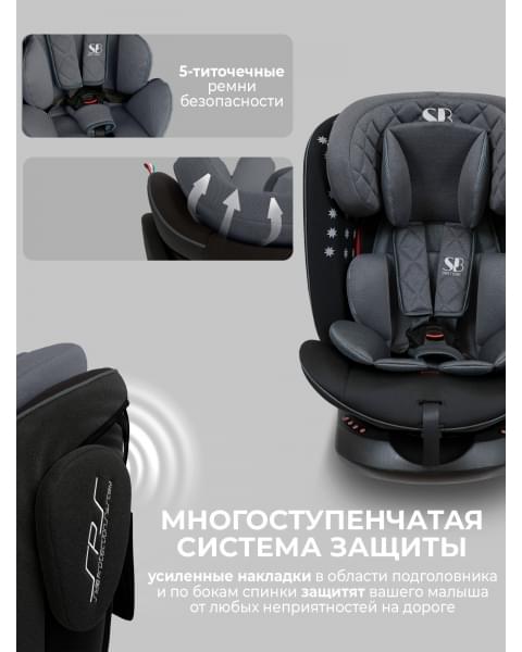 Автокресло группа 0123 (0-36) Sweet Baby Crosstour HB636 360 SPS Isofix Grey/Black