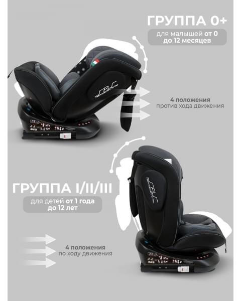 Автокресло группа 0123 (0-36) Sweet Baby Crosstour HB636 360 SPS Isofix Grey/Black