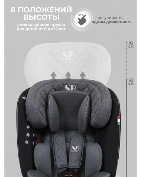 Автокресло группа 0123 (0-36) Sweet Baby Crosstour HB636 360 SPS Isofix Grey/Black