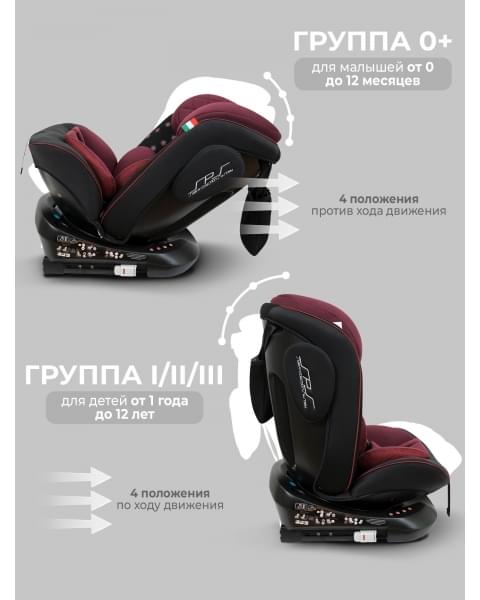Автокресло группа 0123 (0-36) Sweet Baby Crosstour HB636 360 SPS Isofix Wine / Black