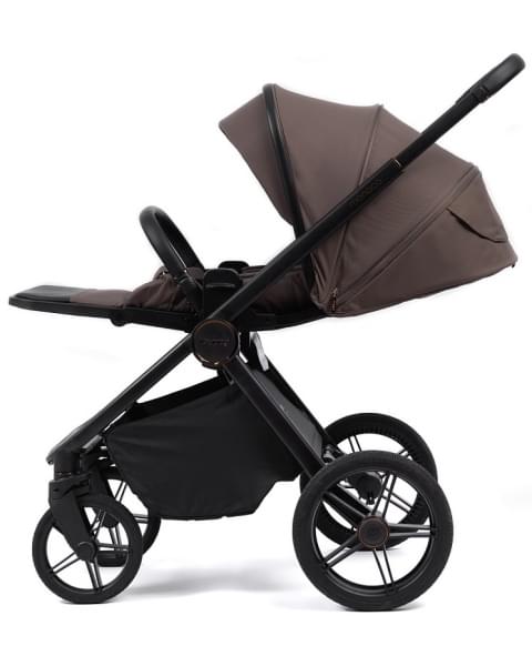 Детская коляска Peppy Monaco 3 в 1 с автокреслом First Brownie коричневый, рама черная