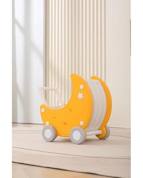 Стеллаж для игрушек UNIX Kids Moon 8 (3 полки + 5 ящиков) желтый/белый