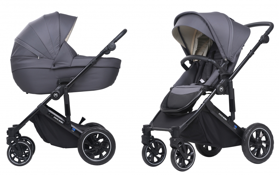Детская коляска 2 в 1 IningBaby KR 340 grey
