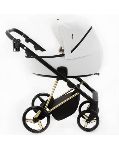 Детская коляска Adamex Blanc Special Edition 3 в 1 BL-PS782 (БЕЛ.В БЛЕСТКУ+БЕЛ.КОЖА+ЗОЛОТО РАМА)