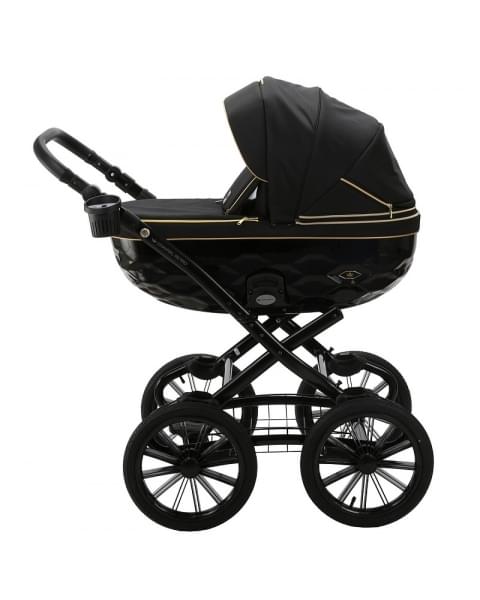 Детская коляска Adamex Chantal Retro 3 в 1 C1-A (ЧЕРНЫЙ+ЗОЛОТЫЕ МОЛНИИ)