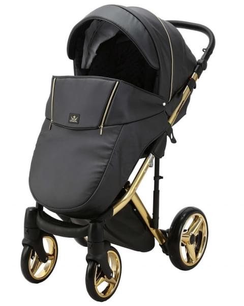 Детская коляска Adamex Chantal Special Edition Deluxe 2 в 1 C113 (ЧЕРН.ПЕРЛ.КОЖА+ЗОЛОТО РАМА)