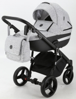 Детская коляска Adamex Cortina 3 в 1 CT-208 (СВ.СЕР.БЕРЕЗКА+ЧЕРН.КОЖА+СЕРЕБР.ОТДЕЛКА)