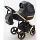 Детская коляска Adamex Cortina Deluxe 3 в 1 CT333 (ЧЕРН.КОЖА+ЗОЛОТ.ОТДЕЛКА+ЗОЛОТО РАМА)