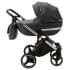 Детская коляска Adamex Cortina Deluxe 3 в 1 CT334 (ЧЕРН.КОЖА+СЕРЕБ.ОТДЕЛКА+ ХРОМ РАМА)