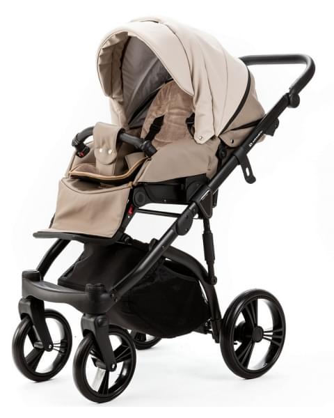 Детская коляска Adamex Lanti Deluxe 2 в 1 LN-SD44 (СВ.БЕЖ.КОЖА + Т.БЕЖ.КОЖА)