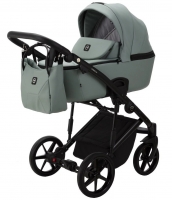Детская коляска Adamex Mobi Deluxe 2 в 1 M-SA20 (СЕРО-ЗЕЛЕНАЯ КОЖА)
