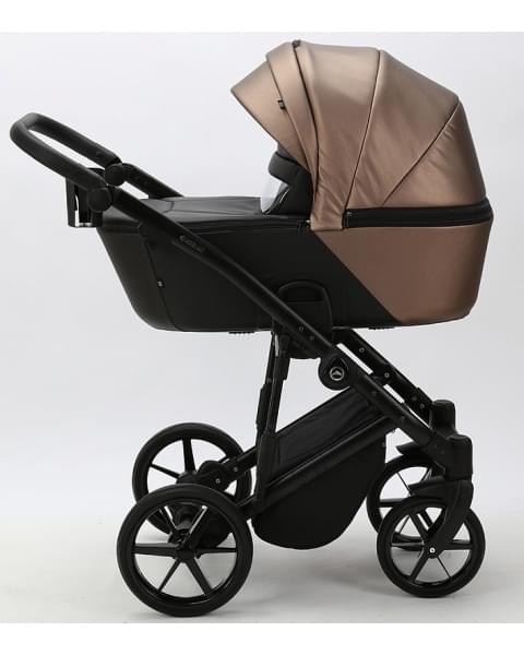 Детская коляска Adamex Mobi Deluxe 2 в 1 M-SD11 (ТЕМНО-БЕЖЕВЫЙ ПЕРЛ+ЧЕРНАЯ КОЖА)