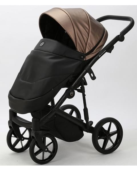 Детская коляска Adamex Mobi Deluxe 2 в 1 M-SD11 (ТЕМНО-БЕЖЕВЫЙ ПЕРЛ+ЧЕРНАЯ КОЖА)