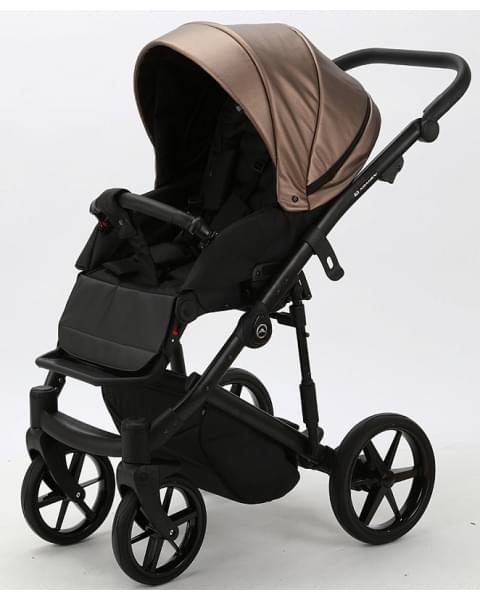 Детская коляска Adamex Mobi Deluxe 2 в 1 M-SD11 (ТЕМНО-БЕЖЕВЫЙ ПЕРЛ+ЧЕРНАЯ КОЖА)