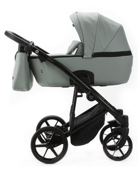 Детская коляска Adamex Mobi Deluxe New 3 в 1 MN-SA20 СЕРО-ЗЕЛЕНАЯ КОЖА