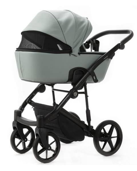 Детская коляска Adamex Mobi Deluxe New 3 в 1 MN-SA20 СЕРО-ЗЕЛЕНАЯ КОЖА
