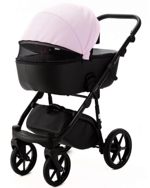 Детская коляска Adamex Nola Deluxe 3 в 1 N-SD101 (РОЗОВ.ЗЕФИР КОЖА + ЧЕРН. КОЖА)