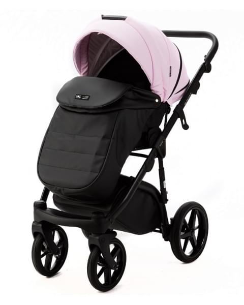 Детская коляска Adamex Nola Deluxe 3 в 1 N-SD101 (РОЗОВ.ЗЕФИР КОЖА + ЧЕРН. КОЖА)
