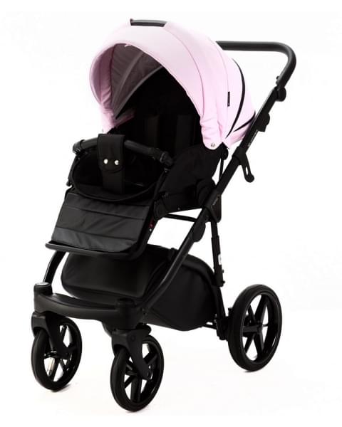 Детская коляска Adamex Nola Deluxe 3 в 1 N-SD101 (РОЗОВ.ЗЕФИР КОЖА + ЧЕРН. КОЖА)