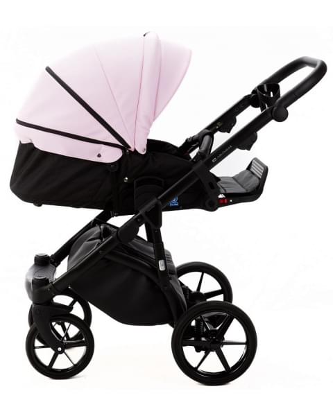 Детская коляска Adamex Nola Deluxe 3 в 1 N-SD101 (РОЗОВ.ЗЕФИР КОЖА + ЧЕРН. КОЖА)