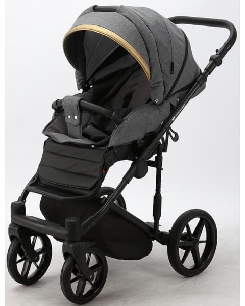 Детская коляска Adamex Rimini 2 в 1 RI07-LUX Т.СЕР+Т.СЕР.КОЖА+ЗОЛОТО.ОТДЕЛКА