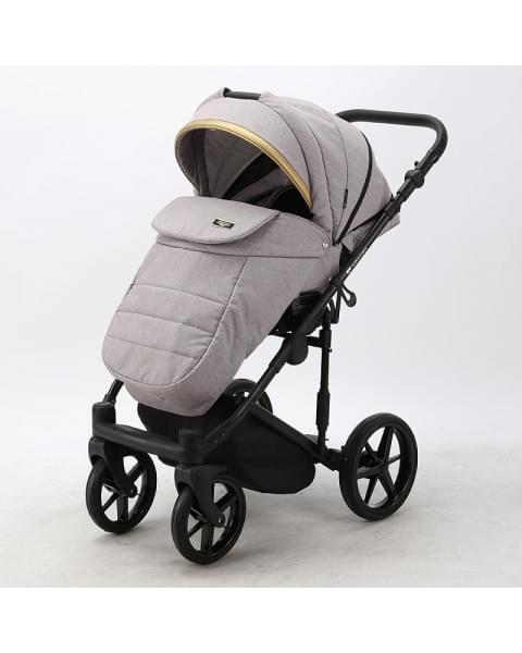 Детская коляска Adamex Rimini 2 в 1 RI14-LUX СЕРО-РОЗОВ+СЛИВОВ.КОЖА+ЗОЛОТО.ОТДЕЛКА