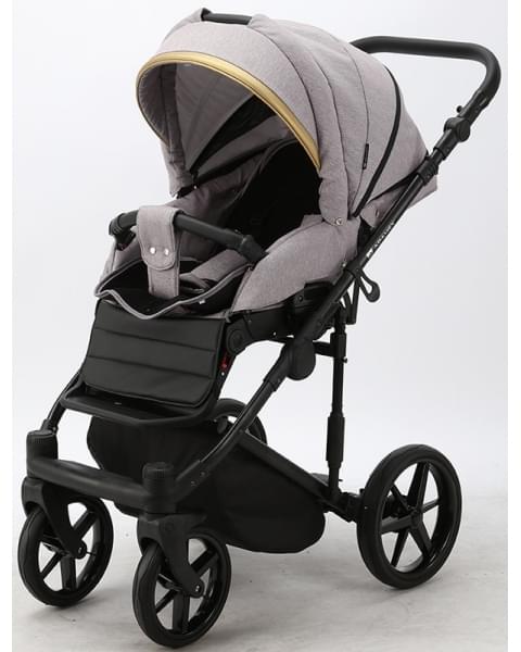 Детская коляска Adamex Rimini 2 в 1 RI14-LUX СЕРО-РОЗОВ+СЛИВОВ.КОЖА+ЗОЛОТО.ОТДЕЛКА