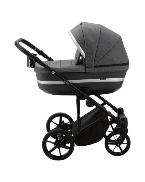 Детская коляска Adamex Rimini 2 в 1 Ri11-LUX (Т.СЕР.БЛЕСТКИ+Т.СЕР.КОЖА+СЕРЕБР.ОТДЕЛКА)