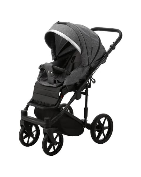 Детская коляска Adamex Rimini 2 в 1 Ri11-LUX (Т.СЕР.БЛЕСТКИ+Т.СЕР.КОЖА+СЕРЕБР.ОТДЕЛКА)