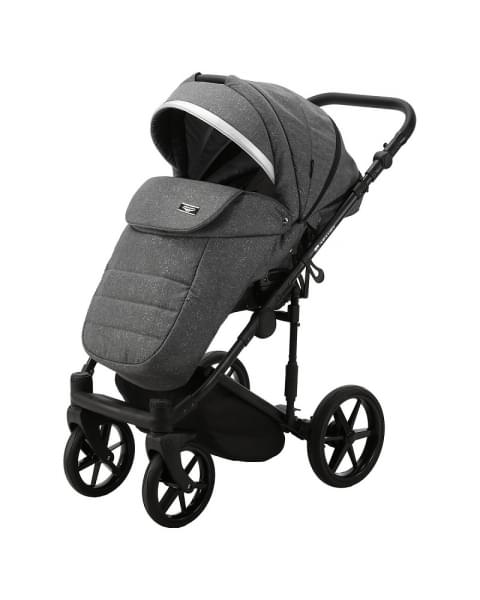 Детская коляска Adamex Rimini 2 в 1 Ri11-LUX (Т.СЕР.БЛЕСТКИ+Т.СЕР.КОЖА+СЕРЕБР.ОТДЕЛКА)