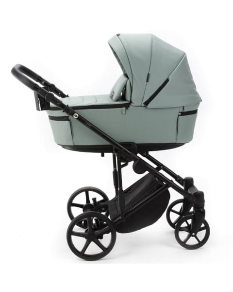 Детская коляска Adamex Zico Deluxe New 3 в 1 ZN-SA20 (СЕРО-ЗЕЛЕНАЯ КОЖА)