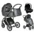 Детская коляска Roan Bass Next Кожа 3 в 1 с автокреслом Tutis Elo Lux EduSky Black RN083/1 Graphite Pearl
