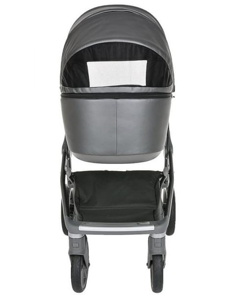 Детская коляска Roan Bass Next Кожа 3 в 1 с автокреслом Tutis Elo Lux EduSky Black RN083/1 Graphite Pearl