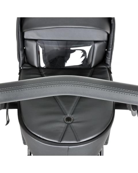 Детская коляска Roan Bass Next Кожа 3 в 1 с автокреслом Tutis Elo Lux EduSky Black RN083/1 Graphite Pearl